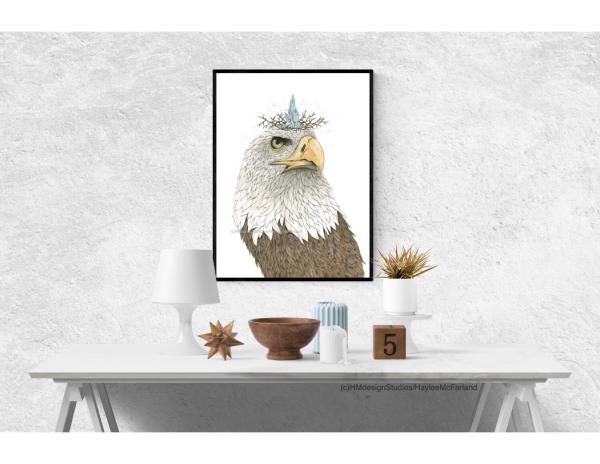 Eagle with Crown, LIMITED EDITION PRINT, Watercolor and Pen and Ink, by Haylee McFarland picture