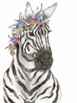 Zebra with Flowers Print, Watercolor and Pen and Ink, by Haylee McFarland