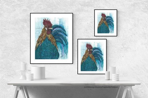 Rooster Print, Watercolor and Pen and Ink, by Haylee McFarland picture