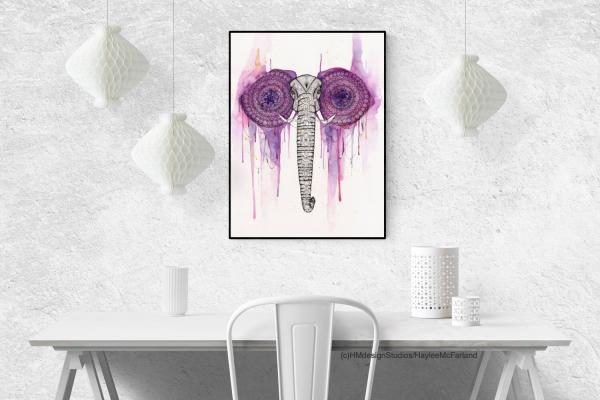Pink Elephant, LIMITED EDITION PRINT, Watercolor and Pen and Ink, by Haylee McFarland picture