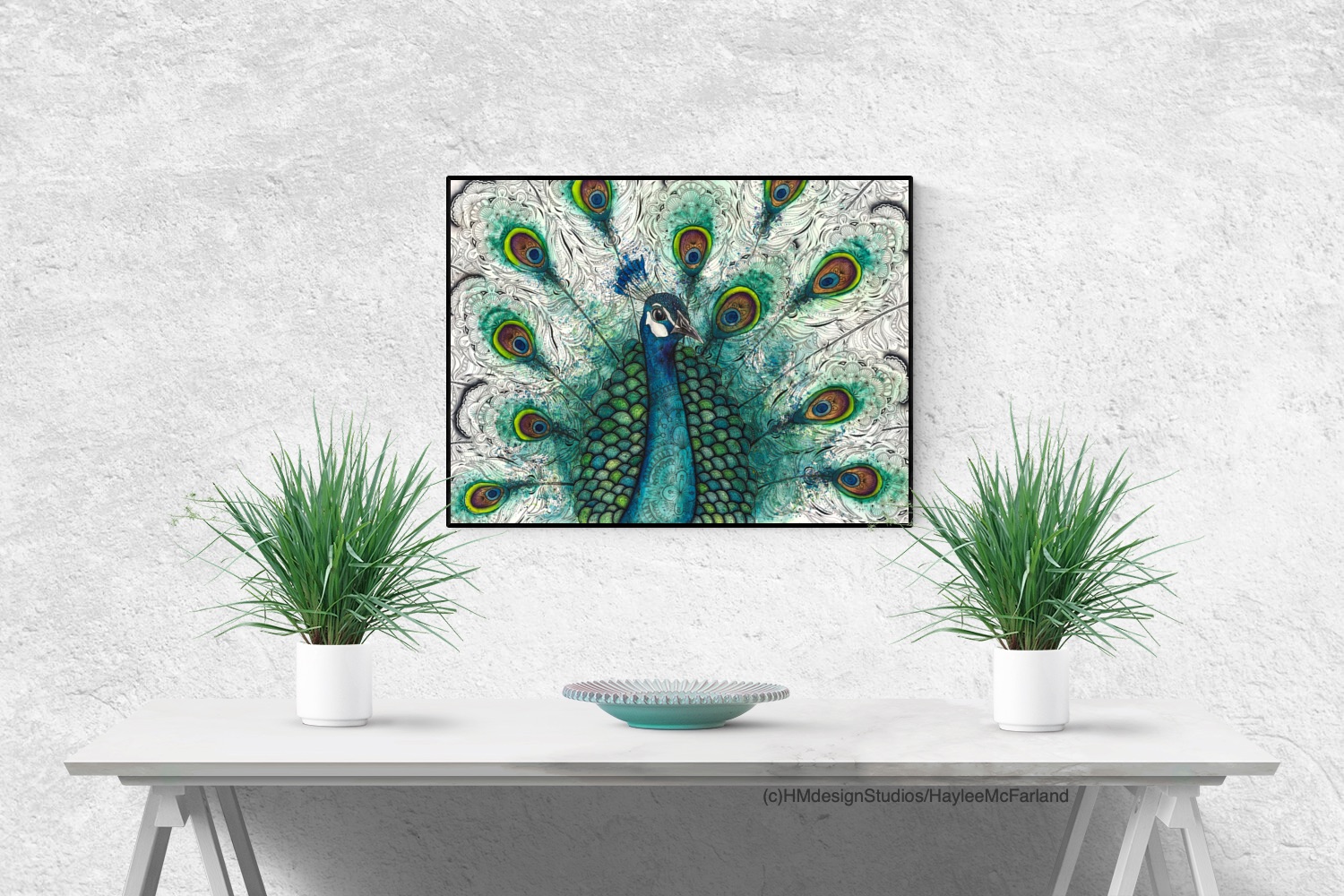 Peacock, LIMITED EDITION PRINT, Watercolor and Pen and Ink, by Haylee McFarland picture