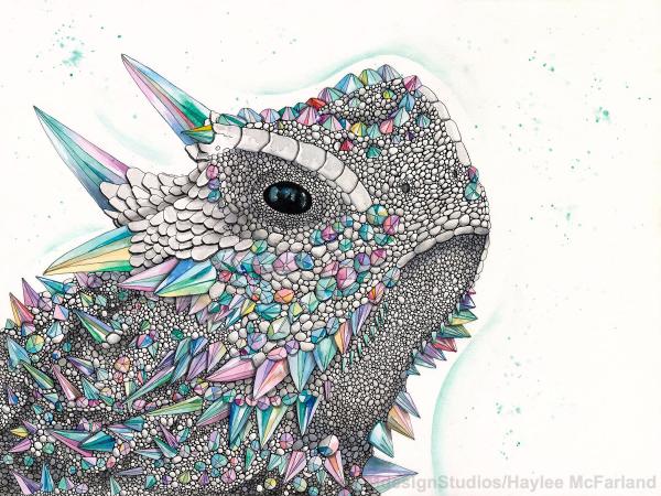 Crystal Horned Frog, LIMITED EDITION PRINT, Watercolor and Pen and Ink, by Haylee McFarland