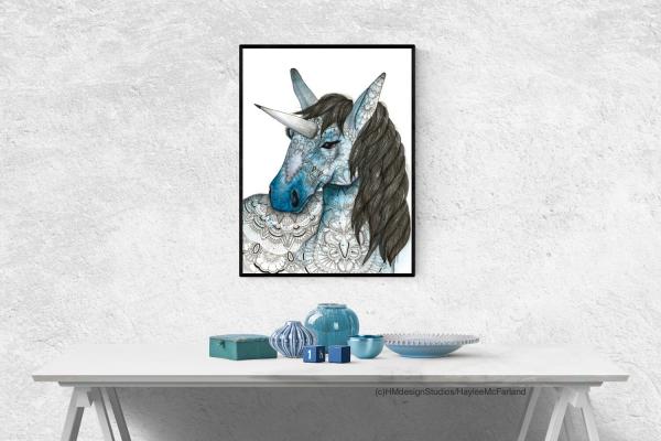 Cosmic Unicorn, LIMITED EDITION PRINT, Watercolor and Pen and Ink, by Haylee McFarland picture