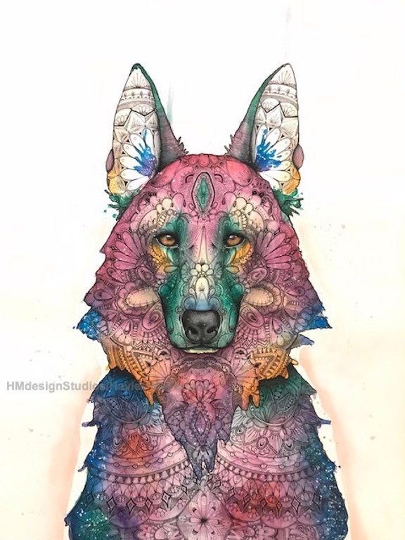 Cosmic Koko, LIMITED EDITION PRINT, Watercolor and Pen and Ink, by Haylee McFarland