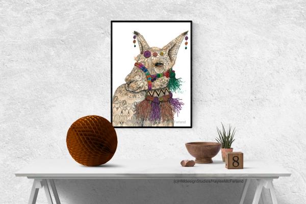 Decorated Llama, LIMITED EDITION PRINT, Watercolor and Pen and Ink, by Haylee McFarland picture