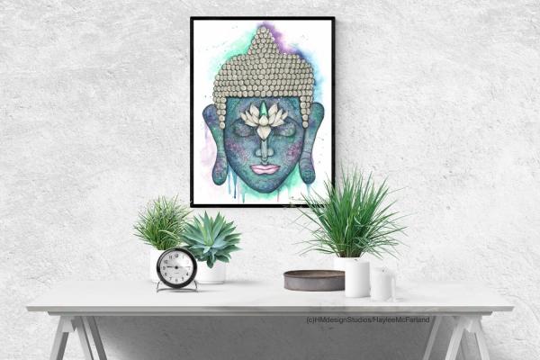 Cosmic Buddha, LIMITED EDITION PRINT, Watercolor and Pen and Ink, by Haylee McFarland picture