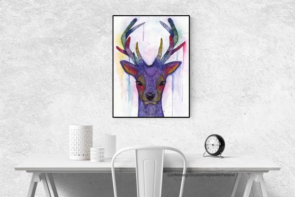 Cosmic Deer, LIMITED EDITION PRINT, Watercolor and Pen and Ink, by Haylee McFarland picture