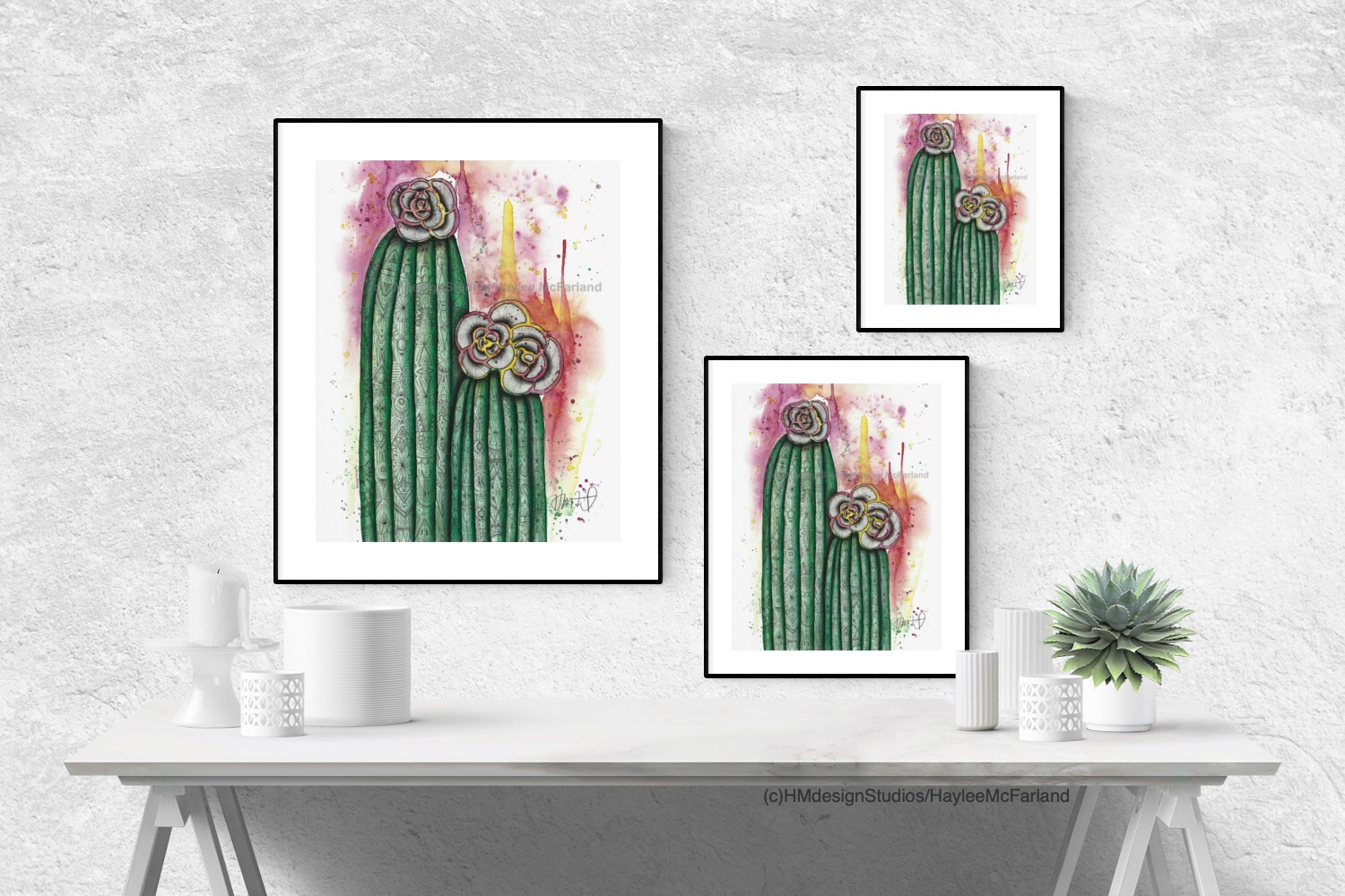 Cactus Print, Watercolor and Pen and Ink, by Haylee McFarland picture