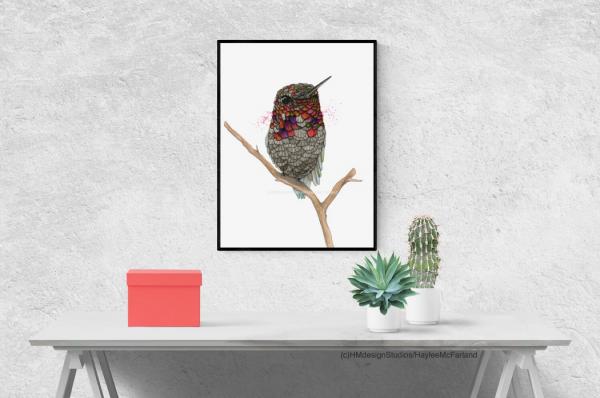 Baby Hummingbird, LIMITED EDITION PRINT, Watercolor and Pen and Ink, by Haylee McFarland picture