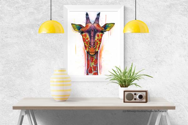 Cosmic Giraffe, LIMITED EDITION PRINT, Watercolor and Pen and Ink, by Haylee McFarland picture