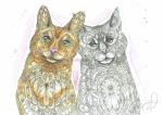 Whisker Sisters Print, Watercolor and Pen and Ink, by Haylee McFarland