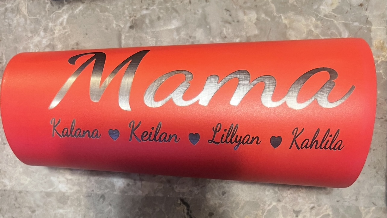 Customized 20 oz sublimation tumbler, vinyl designs and engraved cups picture