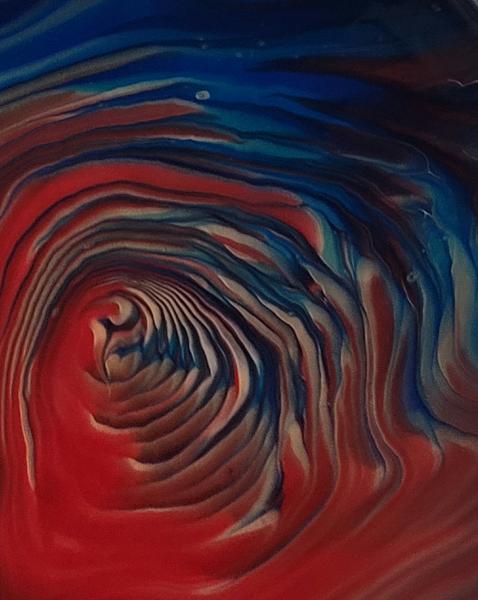 Whirling Dreamscapes- Abstract Hexagonal Fluid Art Painting picture