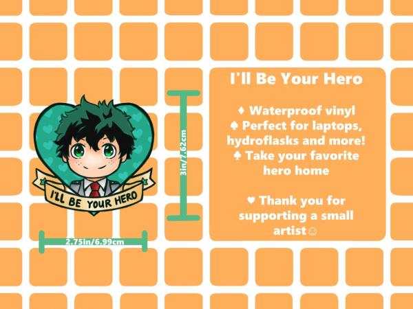 BNHA "I'll Be Your Hero" 3" Vinyl Stickers picture