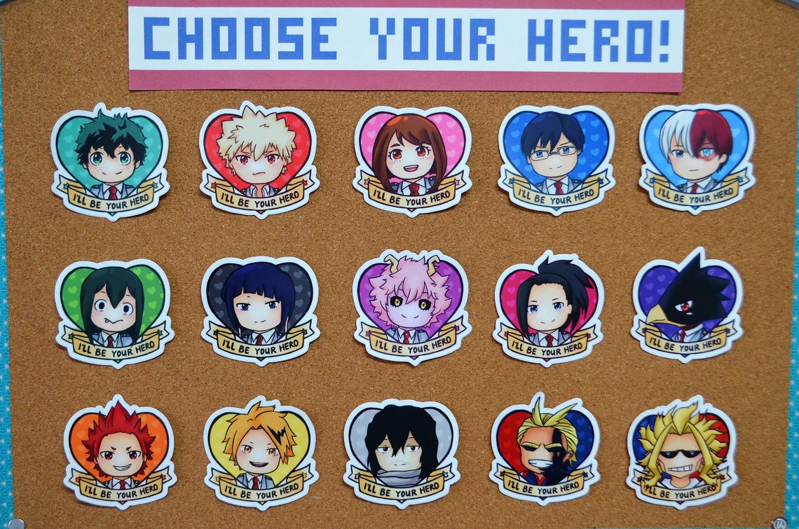 BNHA "I'll Be Your Hero" 3" Vinyl Stickers picture