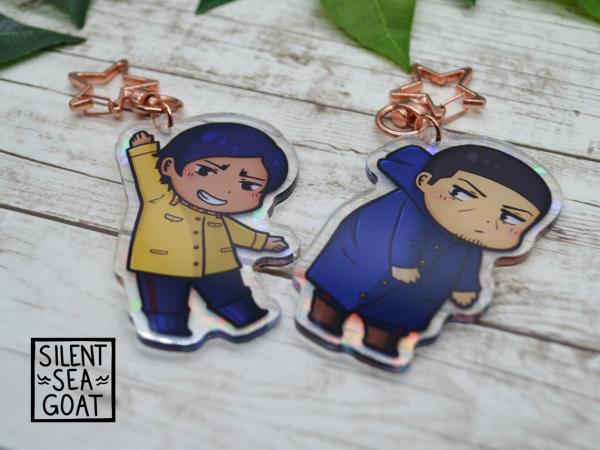 Golden Kamuy Koito and Tsukishima 3 Inch Holographic Acrylic Charms picture