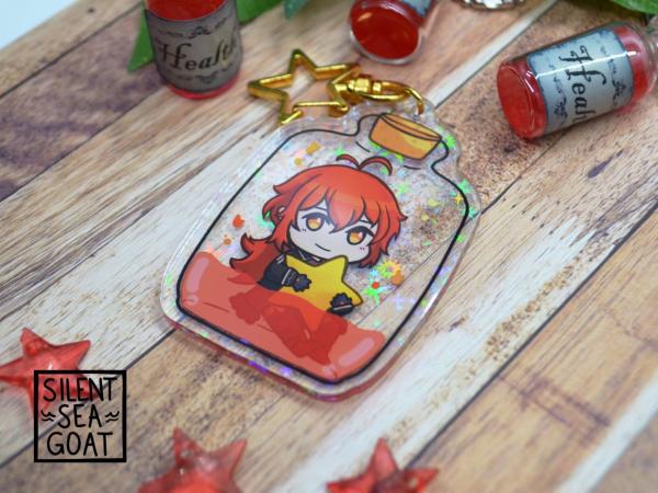 Genshin Impact Diluc & Kaeya 2.5 inch Potion Bottle Holographic Acrylic Charms picture