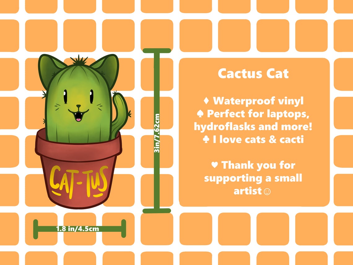 Cactus Cat 3" Vinyl Sticker picture