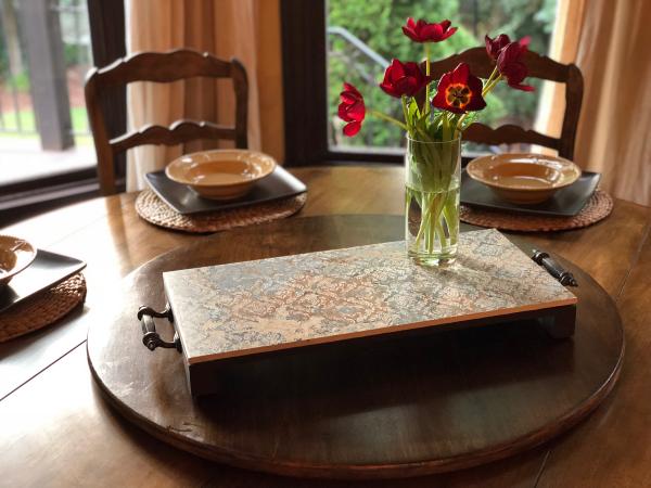 Large Vintage Tray - porcelain tile cutting board