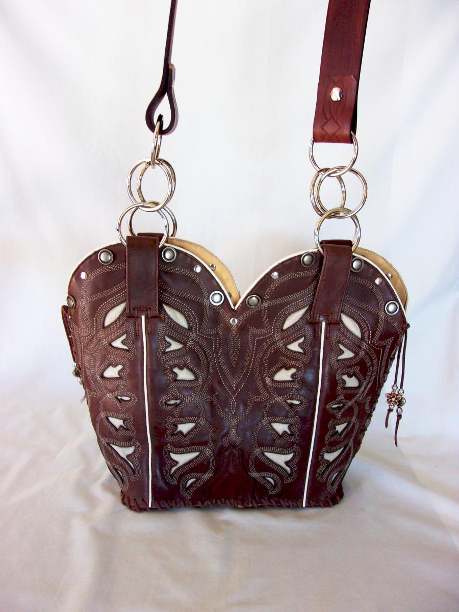 Leather Shoulder Bag - Cowboy  Boot Purse DB302 picture