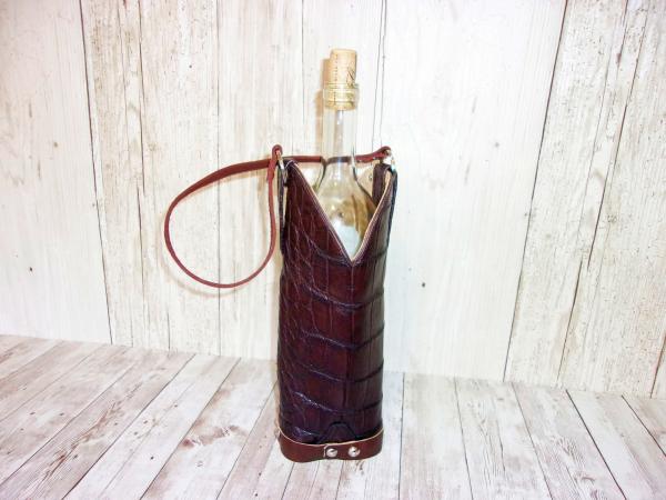Leather Wine Tote - Cowboy Boot Wine Caddy WT558 picture