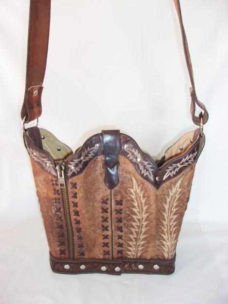 Leather Handbag - Cowboy Boot Purse BK33 picture