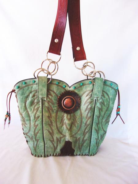 Leather Shoulder Bag - Cowboy  Boot Purse DB317 picture