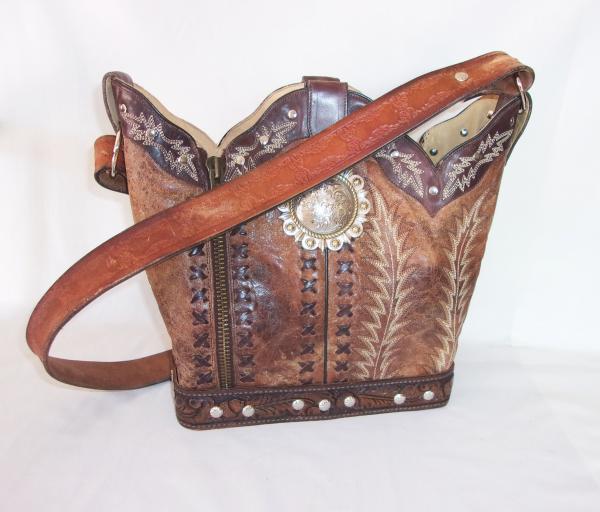 Leather Handbag - Cowboy Boot Purse BK33 picture