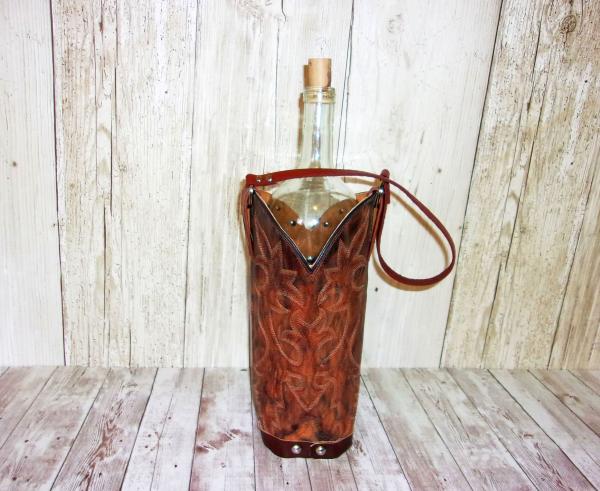Leather Wine Tote - Cowboy Boot Wine Caddy WT565 picture