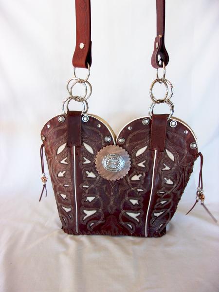 Leather Shoulder Bag - Cowboy  Boot Purse DB302 picture