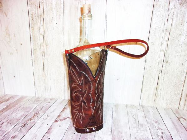 Leather Wine Tote - Cowboy Boot Wine Caddy WT563 picture