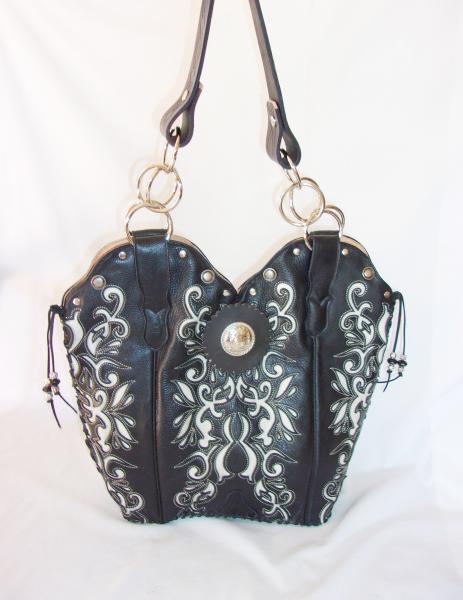 Leather Shoulder Bag - Cowboy  Boot Purse DB303 picture