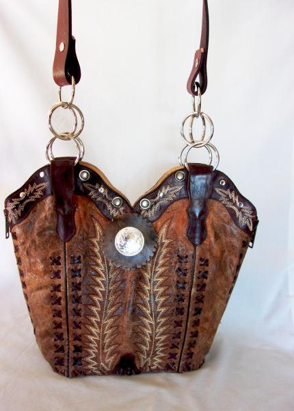 Leather Shoulder Bag - Cowboy  Boot Purse DB301 picture