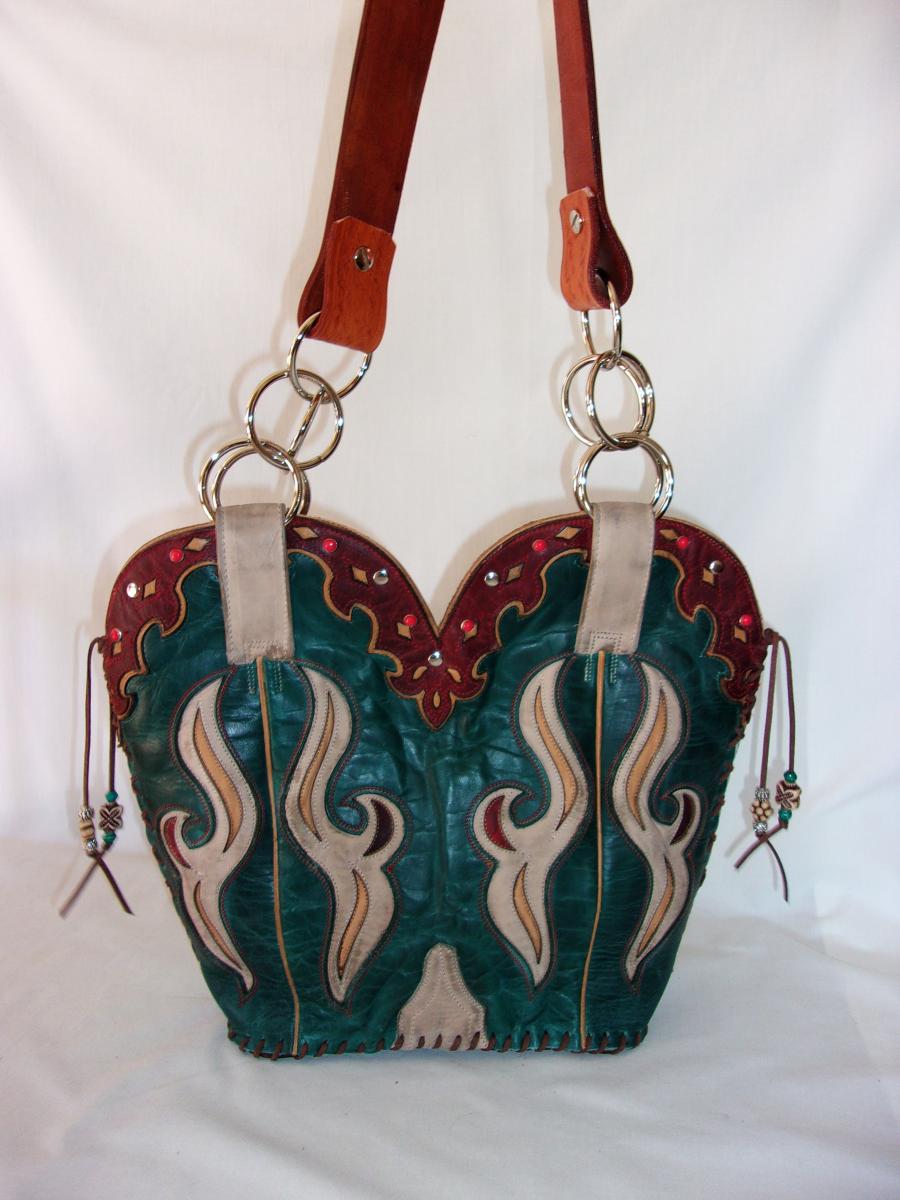 Leather Shoulder Bag - Cowboy  Boot Purse DB308 picture