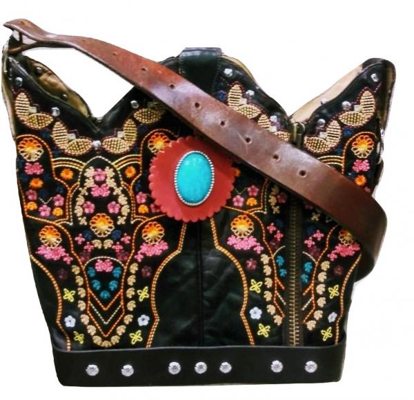 Leather Handbag - Cowboy Boot Purse BK35 picture
