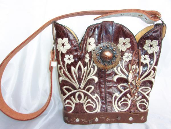 Leather Handbag - Cowboy Boot Purse BK09 picture
