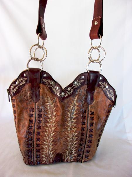 Leather Shoulder Bag - Cowboy  Boot Purse DB301 picture