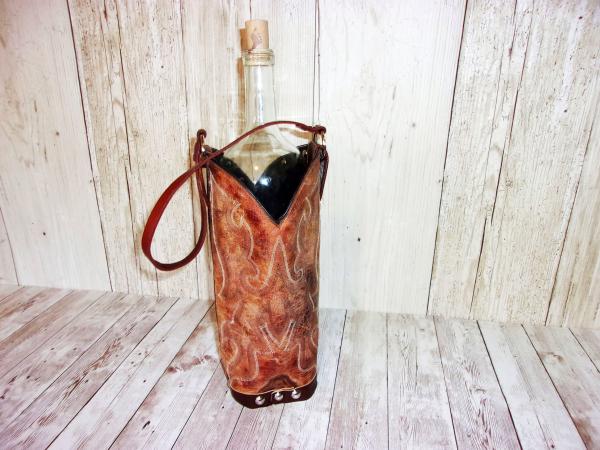 Leather Wine Tote - Cowboy Boot Wine Caddy WT561 picture