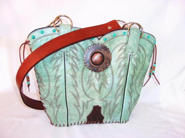 Leather Shoulder Bag - Cowboy  Boot Purse DB317 picture