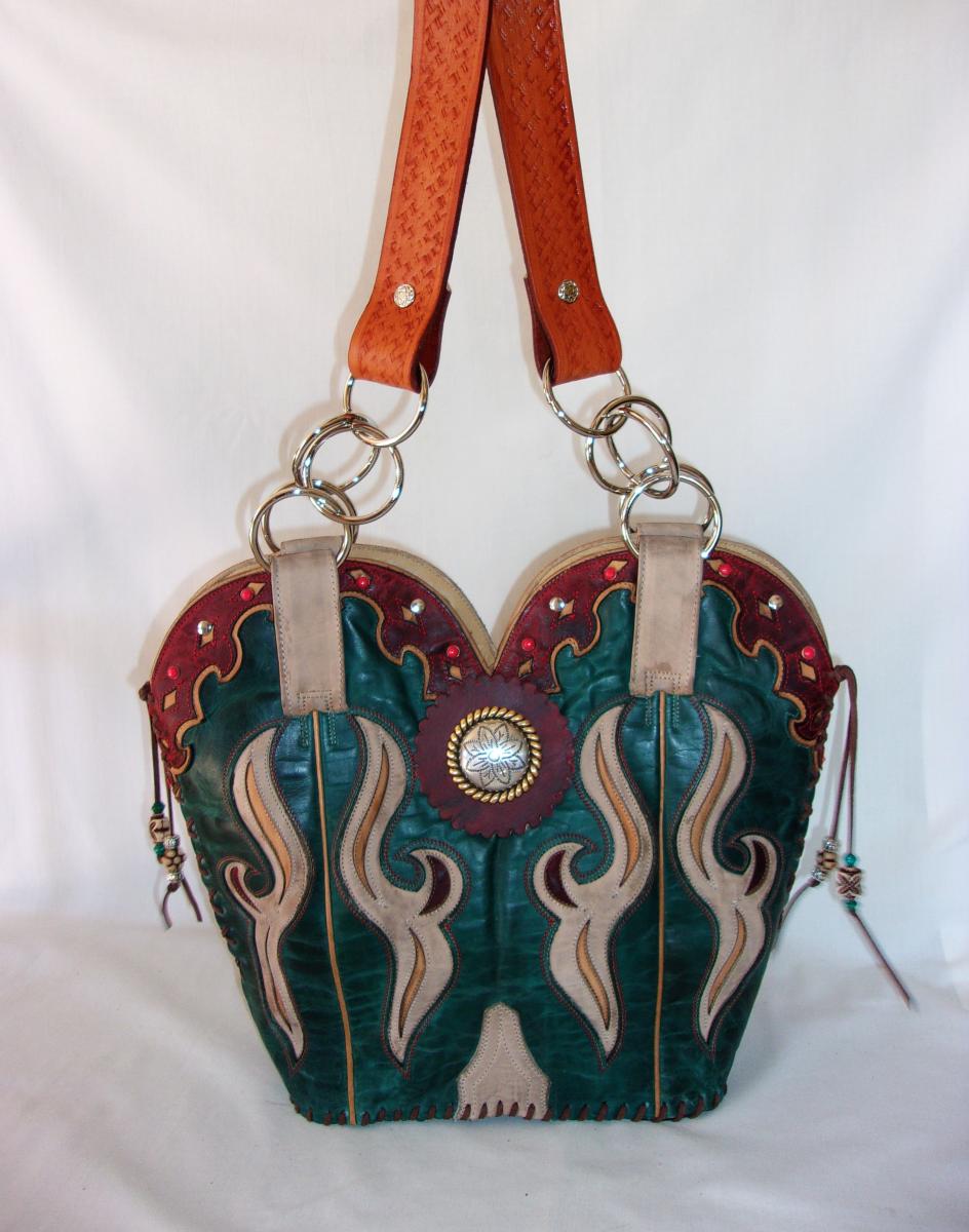 Leather Shoulder Bag - Cowboy  Boot Purse DB308 picture
