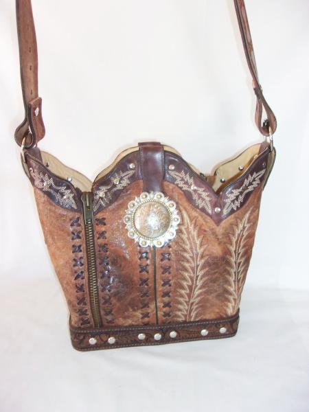 Leather Handbag - Cowboy Boot Purse BK33 picture