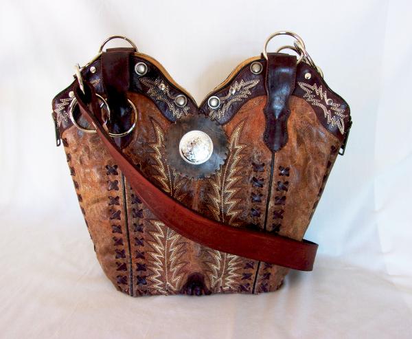Leather Shoulder Bag - Cowboy  Boot Purse DB301 picture