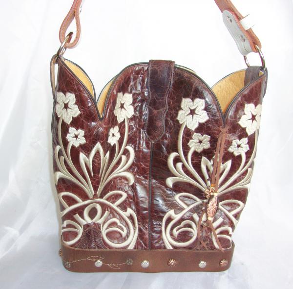 Leather Handbag - Cowboy Boot Purse BK09 picture