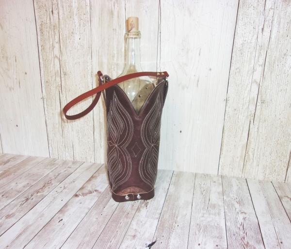 Leather Wine Tote - Cowboy Boot Wine Caddy WT560 picture