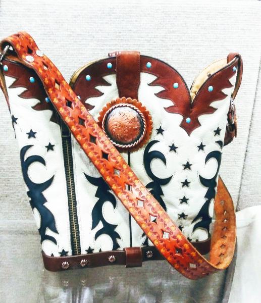 Leather Handbag - Cowboy Boot Purse BK34