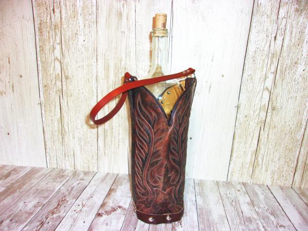 Leather Wine Tote - Cowboy Boot Wine Caddy WT570 picture