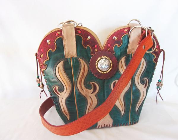 Leather Shoulder Bag - Cowboy  Boot Purse DB308