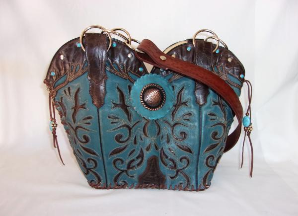 Leather Shoulder Bag - Cowboy  Boot Purse DB306 picture