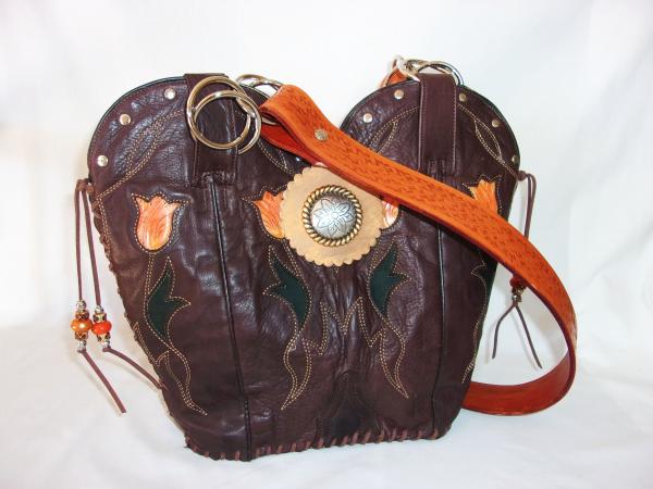 Leather Shoulder Bag - Cowboy  Boot Purse DB314 picture