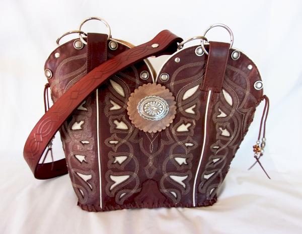 Leather Shoulder Bag - Cowboy  Boot Purse DB302 picture